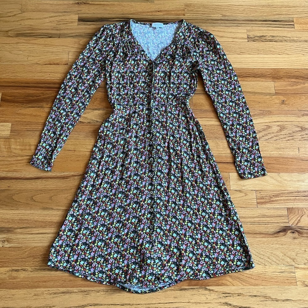 GHOST London Micro Floral Button Front Mini Dress XXS